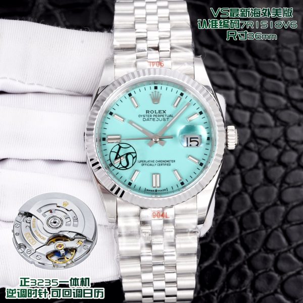 ROLEX DATEJUST 36MM STEEL CUSTOM BLUE TIFFANY REF. 16234
