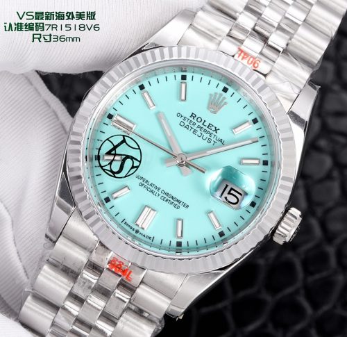 ROLEX DATEJUST 36MM STEEL CUSTOM BLUE TIFFANY REF. 16234