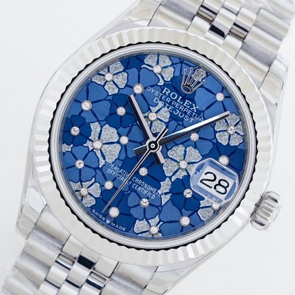 Rolex Datejust 31 31mm Fluted Blue Floral Dial Jubilee Ref. 278274