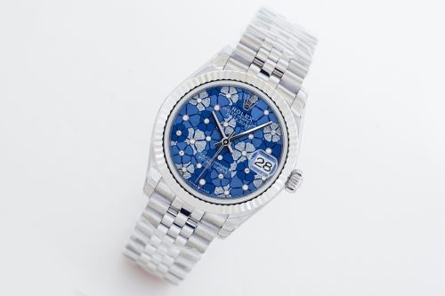 Rolex Datejust 31 31mm Fluted Blue Floral Dial Jubilee Ref. 278274