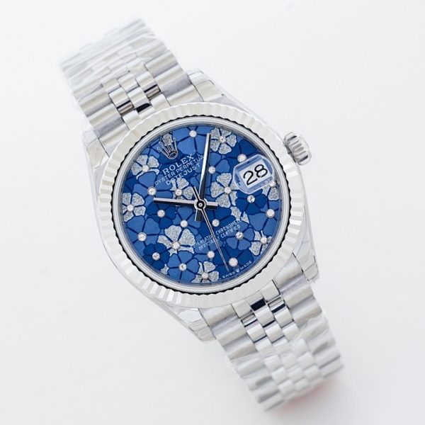 Rolex Datejust 31 31mm Fluted Blue Floral Dial Jubilee Ref. 278274
