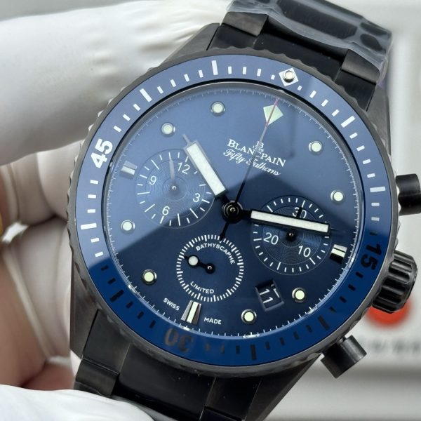 Blancpain Fifty Fathoms Bathyscaphe Flyback Chronograph Blue Dial Black Ceramic