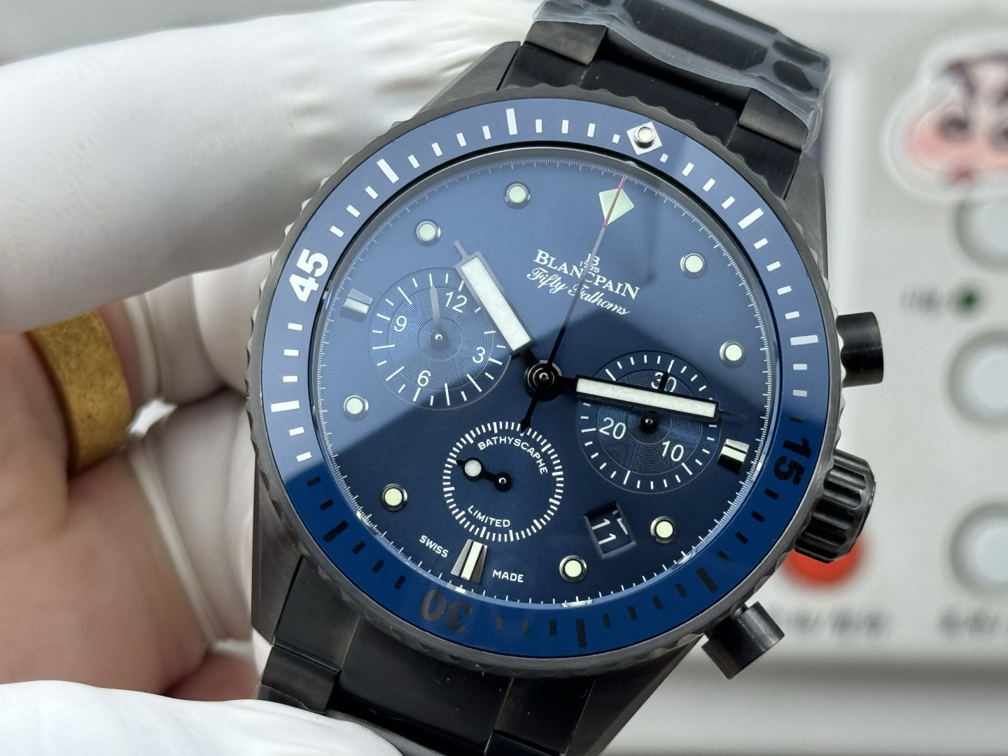 Blancpain Fifty Fathoms Bathyscaphe Flyback Chronograph Blue Dial Black Ceramic