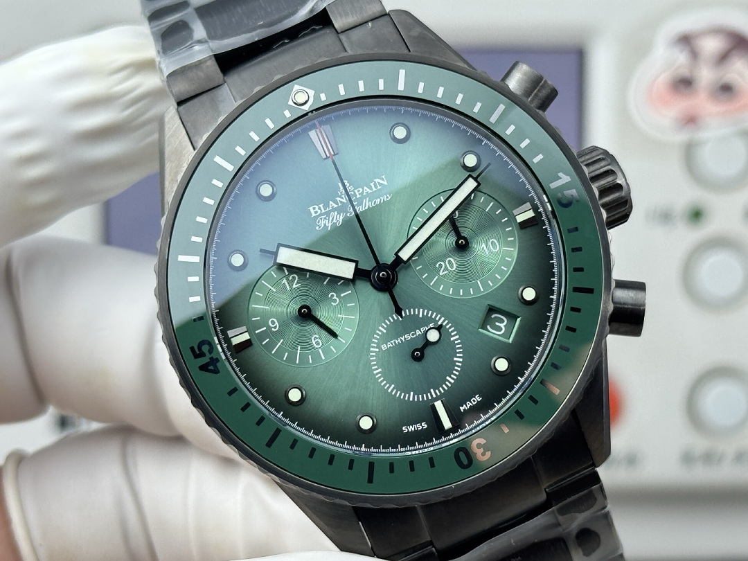 Blancpain Fifty Fathoms Bathyscaphe Flyback Chronograph Green Sunburst Dial