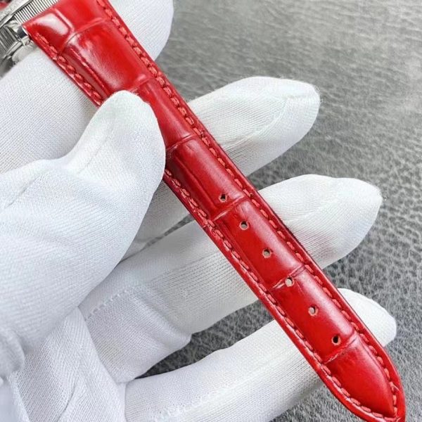 Breguet Tradition Dame Openworked White Gold Diamond Bezel Red Strap ref. 7038BB/1T/9V6/D00D