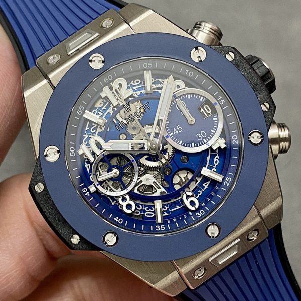 Hublot Big Bang Classic Fusion Chronograph Blue Skeleton Dial Blue Ceramic Bezel ref. 421.NL.5170.RX