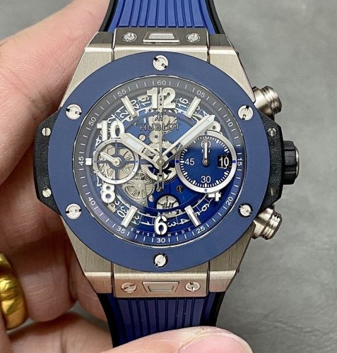 Hublot Big Bang Classic Fusion Chronograph Blue Skeleton Dial Blue Ceramic Bezel ref. 421.NL.5170.RX