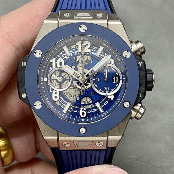 Hublot Big Bang Classic Fusion Chronograph Blue Skeleton Dial Blue Ceramic Bezel ref. 421.NL.5170.RX