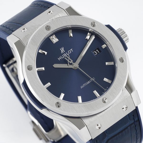 Hublot Classic Fusion Blue Sunray Dial Blue Leather Strap 511.NX.7170.LR