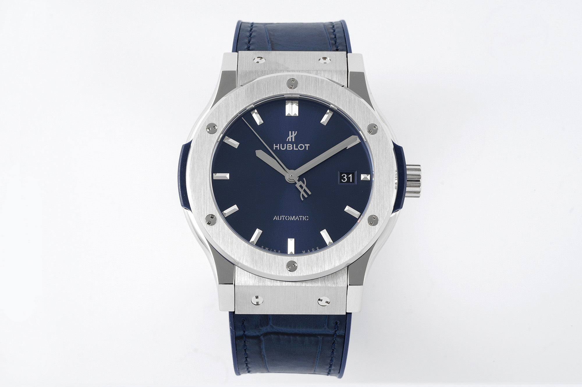 Hublot Classic Fusion Blue Sunray Dial Blue Leather Strap 511.NX.7170.LR