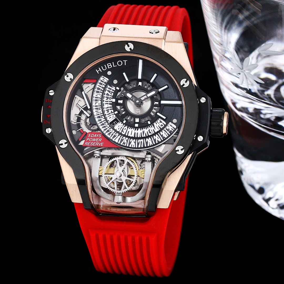 Hublot MP-09 Tourbillon King Gold Black Bezel Red Strap ref. 909.OX.1120.RX