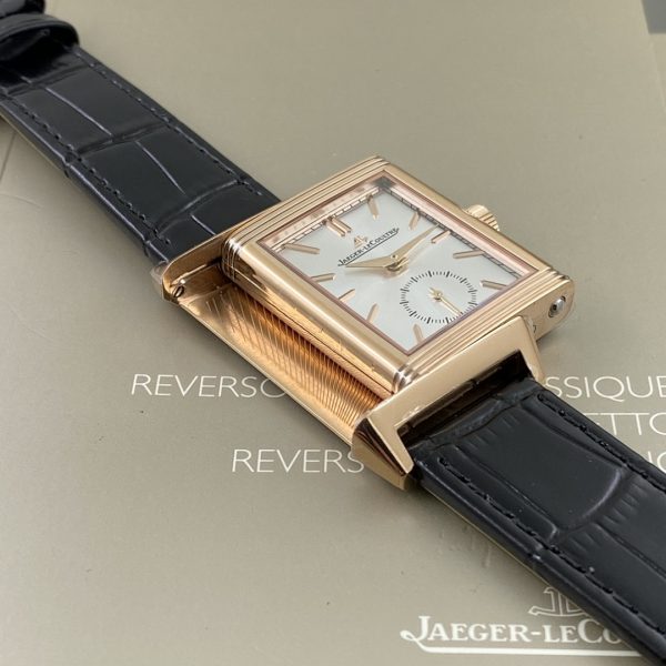Jaeger-LeCoultre Reverso Tribute Small Seconds Silver Sunray Dial Rose Gold