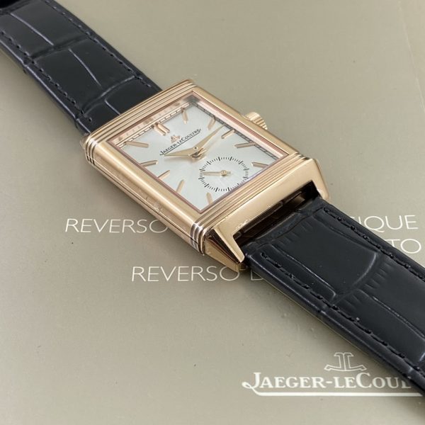 Jaeger-LeCoultre Reverso Tribute Small Seconds Silver Sunray Dial Rose Gold