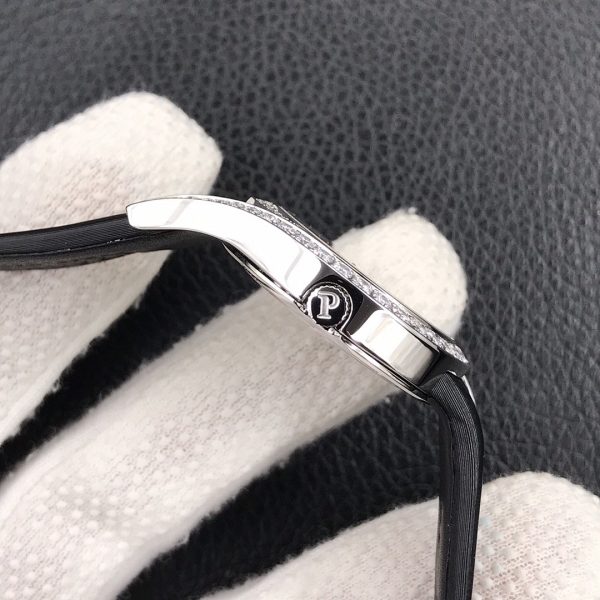 Piaget Limelight Gala Silver Dial Diamond Bezel Black Satin