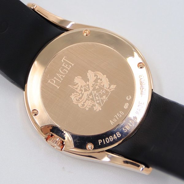 Piaget Limelight Gala Rose Gold Silver Dial Diamond Bezel Black Satin