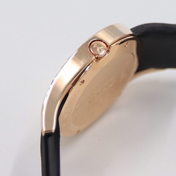 Piaget Limelight Gala Rose Gold Silver Dial Diamond Bezel Black Satin