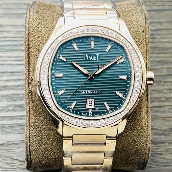Piaget Polo Couple Watch Set Men’s Green Dial Diamond Bezel