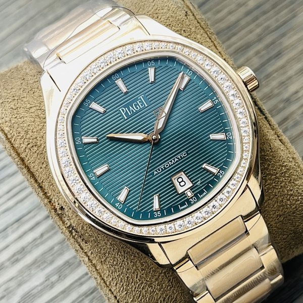 Piaget Polo Couple Watch Set Women’s Green Dial Diamond Bezel