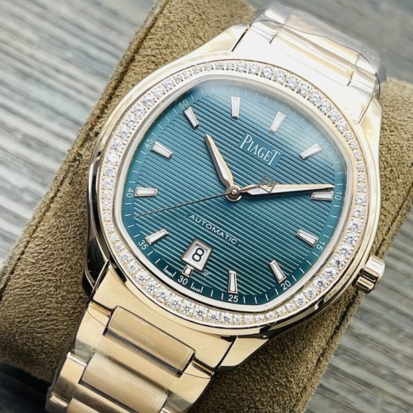 Piaget Polo Couple Watch Set Men’s Green Dial Diamond Bezel