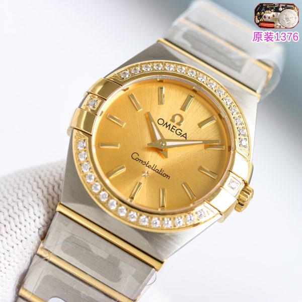 Omega Constellation Champagne Dial Diamond Bezel ref. 123.25.27.60.58.002