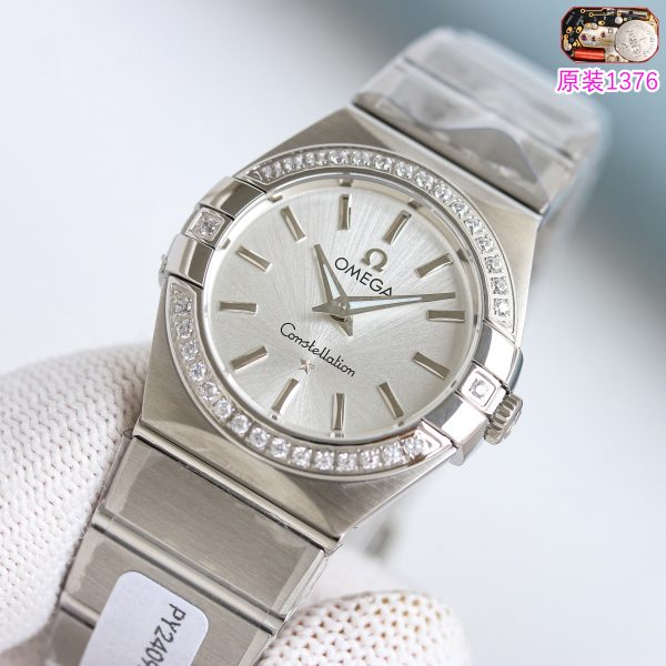 Omega Constellation Silver Dial Diamond Bezel ref. 123.15.24.60.05.001