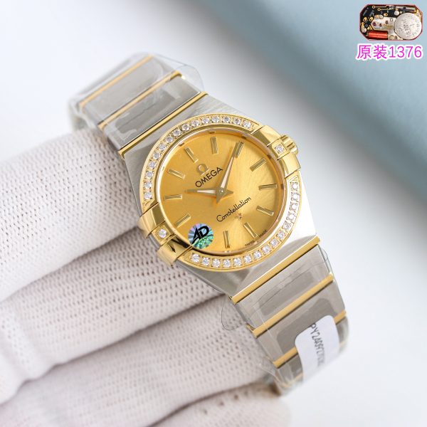 Omega Constellation Champagne Dial Diamond Bezel ref. 123.25.27.60.58.002