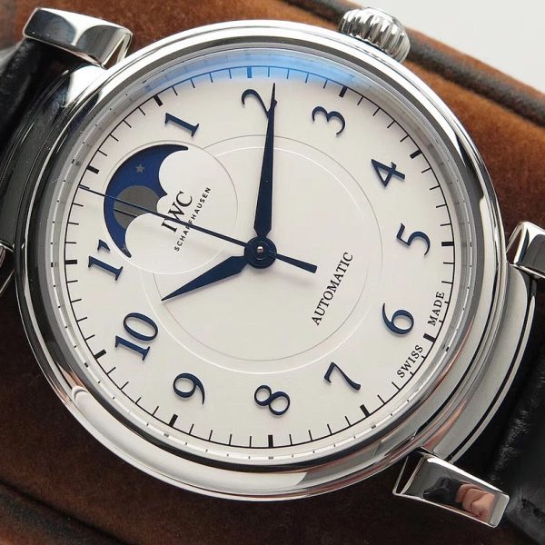 IWC Da Vinci Automatic Moon Phase 36 Silver Dial Black Leather Strap