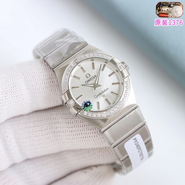 Omega Constellation Silver Dial Diamond Bezel ref. 123.15.24.60.05.001