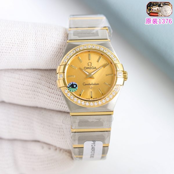 Omega Constellation Champagne Dial Diamond Bezel ref. 123.25.27.60.58.002