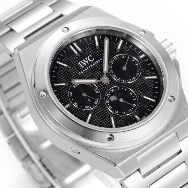 IWC Ingenieur Perpetual Calendar 41 Black Grid Dial Stainless Steel