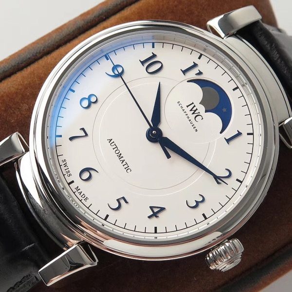 IWC Da Vinci Automatic Moon Phase 36 Silver Dial Black Leather Strap