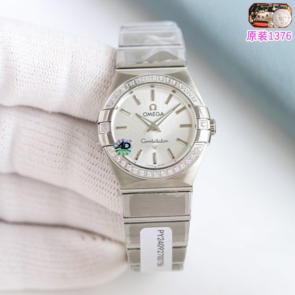 Omega Constellation Silver Dial Diamond Bezel ref. 123.15.24.60.05.001