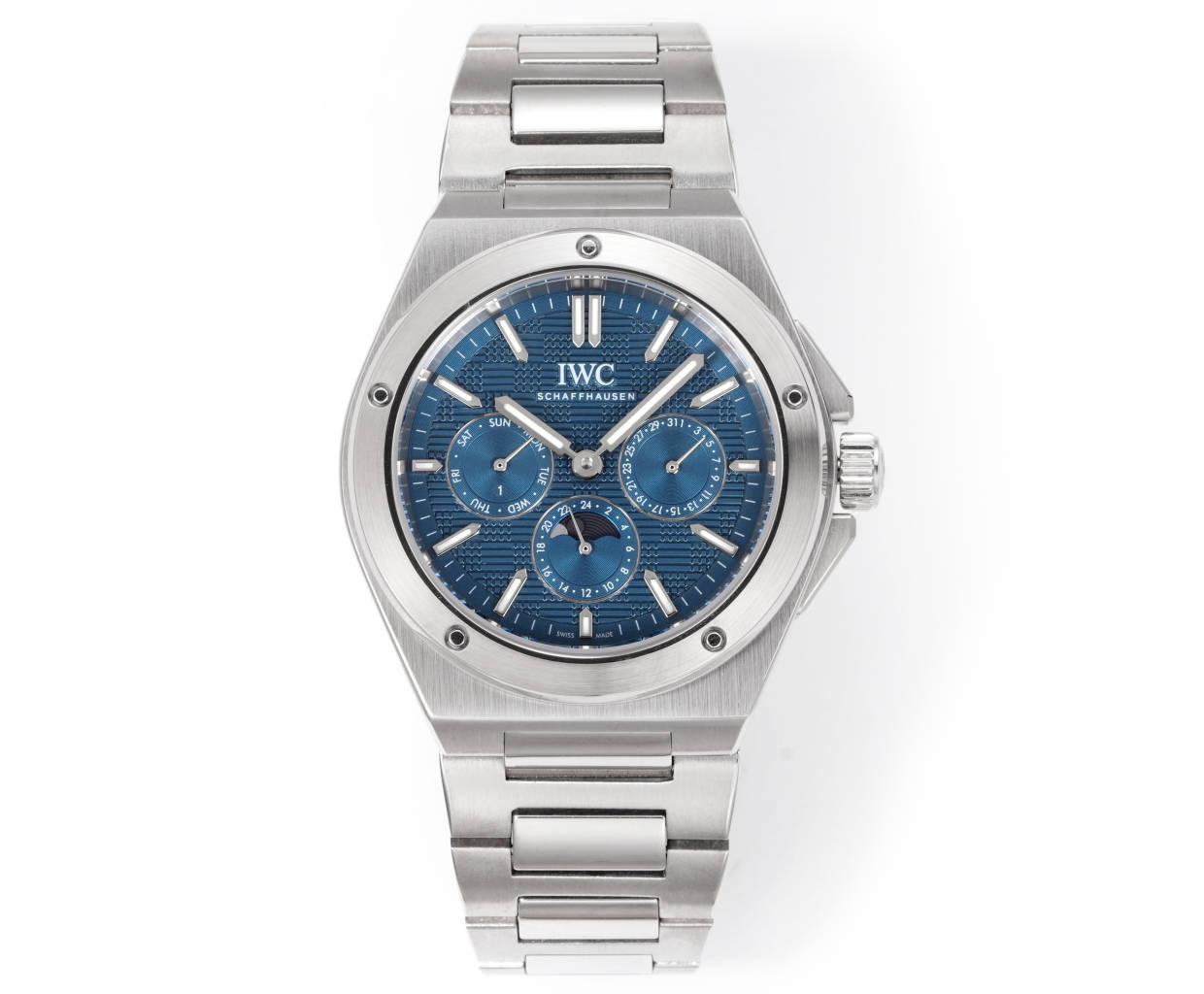 IWC Ingenieur Perpetual Calendar 41 Blue Grid Dial Stainless Steel