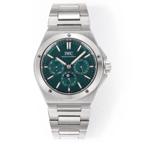 IWC Ingenieur Perpetual Calendar 41 Green Grid Dial Stainless Steel