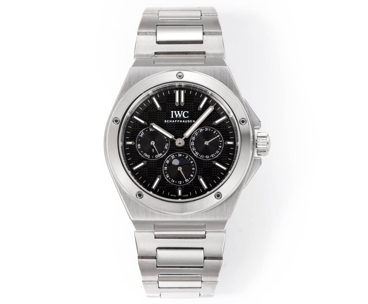 IWC Ingenieur Perpetual Calendar 41 Black Grid Dial Stainless Steel