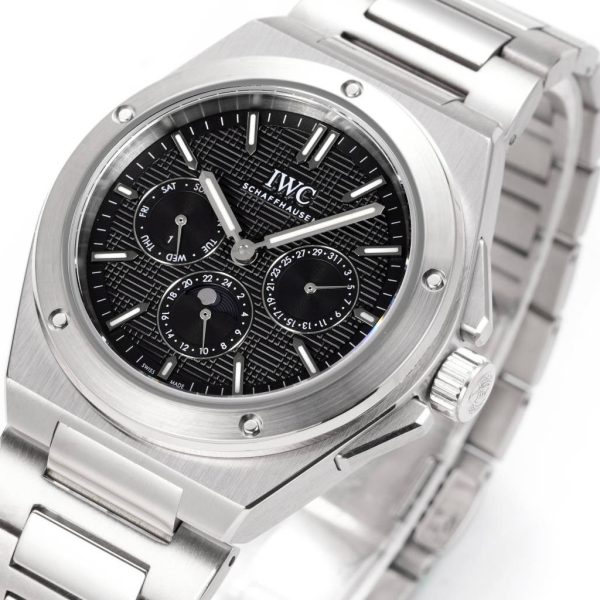 IWC Ingenieur Perpetual Calendar 41 Black Grid Dial Stainless Steel