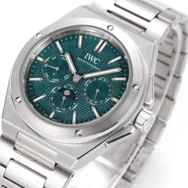 IWC Ingenieur Perpetual Calendar 41 Green Grid Dial Stainless Steel