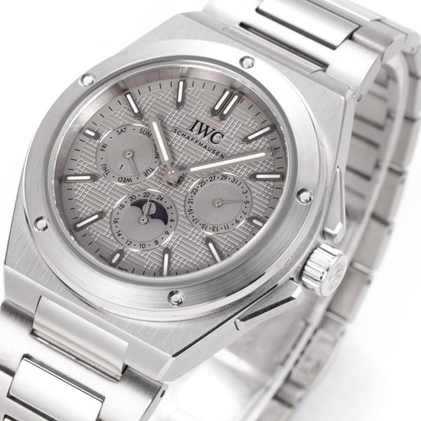 IWC Ingenieur Perpetual Calendar 41 Silver Grid Dial Stainless Steel