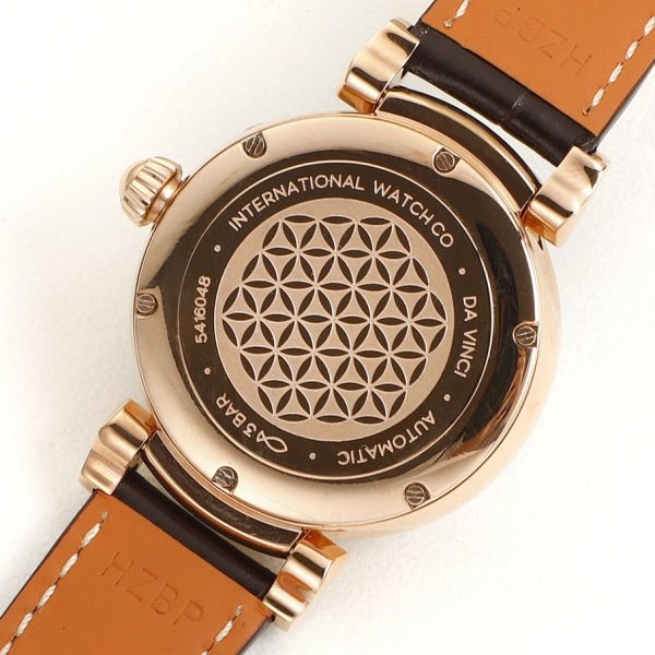 IWC Da Vinci Automatic Moon Phase 36 Rose Gold Silver Dial Brown Leather Strap