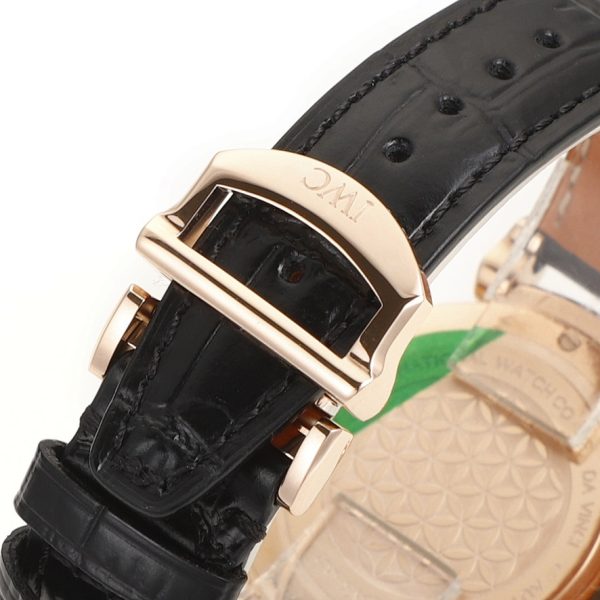 IWC Da Vinci Automatic Moon Phase 36 Rose Gold Diamond Bezel Black Leather Strap