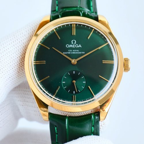 Omega De Ville Trésor Small Seconds Green Dial Yellow Gold ref. 435.53.40.21.10.001