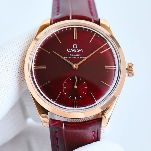 Omega De Ville Trésor Small Seconds Burgundy Dial Sedna Gold ref. 435.53.40.21.11.002
