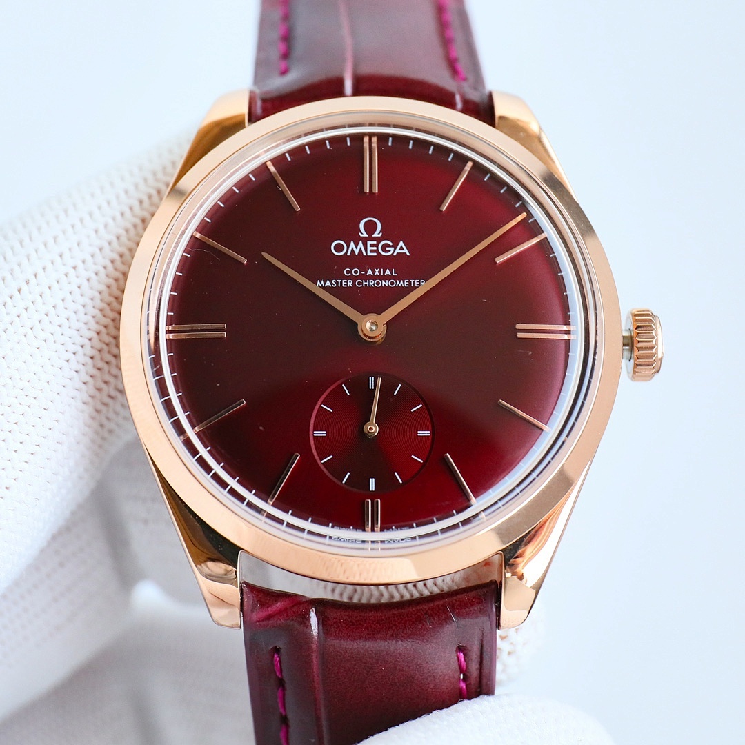 Omega De Ville Trésor Small Seconds Burgundy Dial Sedna Gold ref. 435.53.40.21.11.002