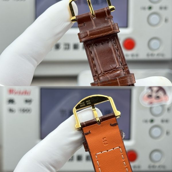 IWC Portofino Hand-Wound Moon Phase Grey Dial Gold Brown Leather Strap