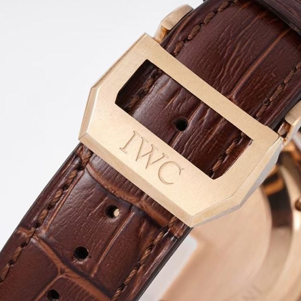 IWC Portugieser Chronograph Rose Gold Silver Dial Brown Strap