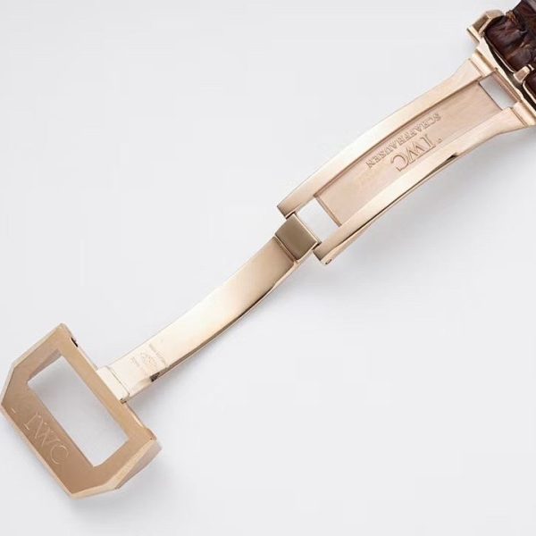 IWC Portugieser Chronograph Rose Gold Silver Dial Brown Strap