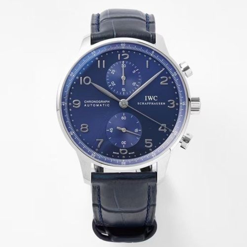 IWC Portugieser Chronograph Blue Dial Black Strap