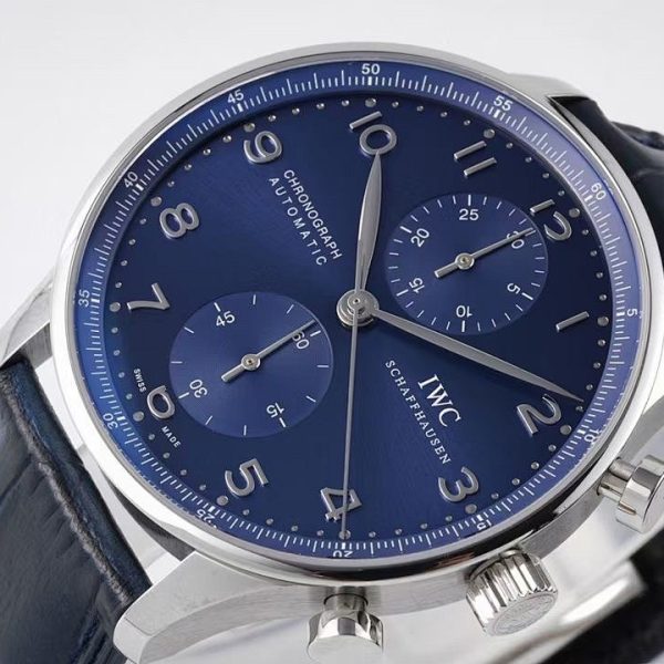 IWC Portugieser Chronograph Blue Dial Black Strap
