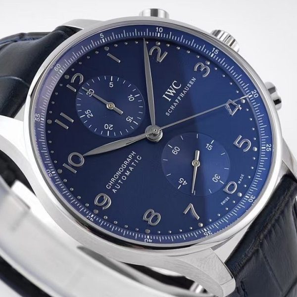 IWC Portugieser Chronograph Blue Dial Black Strap
