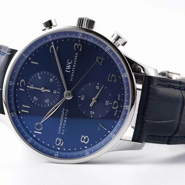 IWC Portugieser Chronograph Blue Dial Black Strap